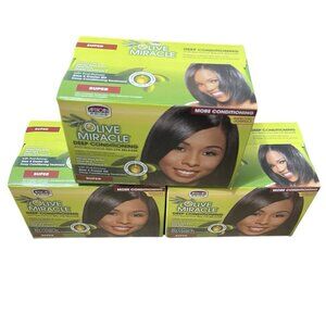 African Pride (Lot of 3) Olive Miracle No Lye Relaxer SUPER Exp 1/2027